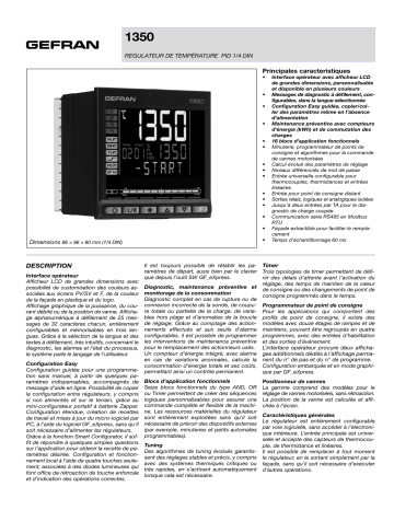 gefran 1350 Controller PID, 1/4 DIN Fiche technique | Fixfr