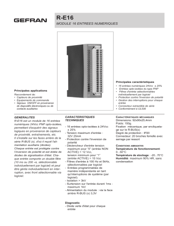 gefran R-E16 16 Digital input module Fiche technique | Fixfr