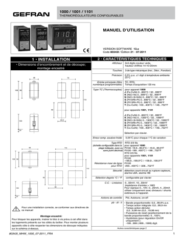 gefran 1000-1001-1101 PID Controller Mode d'emploi | Fixfr