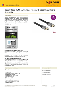 DeLOCK 83997 Ultra High Speed HDMI Cable 48 Gbps 8K 60 Hz grey 3 m certified Fiche technique