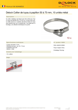 DeLOCK 19583 Butterfly Hose Clamp 50 - 70 mm 10 pieces metal Fiche technique