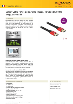 DeLOCK 85774 Ultra High Speed HDMI Cable 48 Gbps 8K 60 Hz red 2 m certified Fiche technique