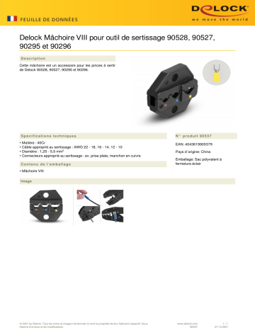 DeLOCK 90537 Ratchet VIII for crimping tool 90528, 90527, 90295 und 90296 Fiche technique | Fixfr