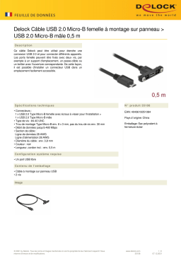 DeLOCK 35108 Cable USB 2.0 Micro-B female panel-mount > USB 2.0 Micro-B male 0.5 m Fiche technique