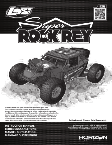 Losi LOS05016V2T1 1/6 Super Rock Rey V2 4WD Brushless Rock Racer RTR, White Manuel du propriétaire | Fixfr