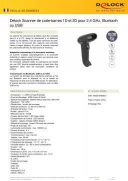 DeLOCK 90562 Barcode Scanner 1D and 2D for 2.4 GHz, Bluetooth or USB Fiche technique