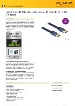 DeLOCK 85446 Ultra High Speed HDMI Cable 48 Gbps 8K 60 Hz blue 1 m certified Fiche technique