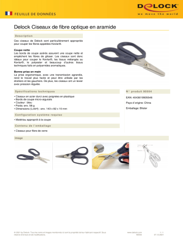 DeLOCK 90554 Glass fiber scissors for fibers made of aramid  Fiche technique | Fixfr