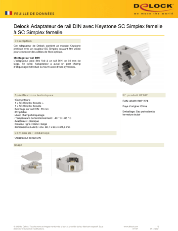 DeLOCK 87167 DIN rail Adapter Fiche technique | Fixfr