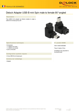 DeLOCK 65096 Adapter USB-B mini 5pin male to female 90°angled Fiche technique