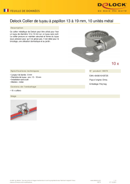 DeLOCK 19572 Butterfly Hose Clamp 13 - 19 mm 10 pieces metal Fiche technique