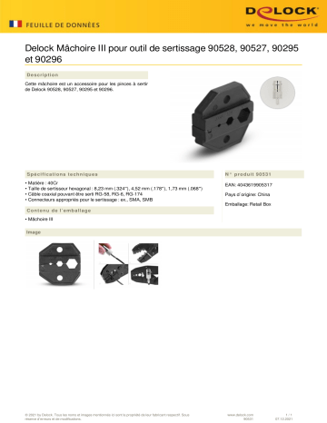 DeLOCK 90531 Ratchet III for crimping tool 90528, 90527, 90295 und 90296 Fiche technique | Fixfr