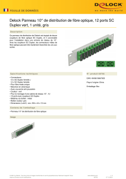 DeLOCK 66792 10″ Fiber Optic Patch Panel 12 Port SC Duplex green 1U grey Fiche technique