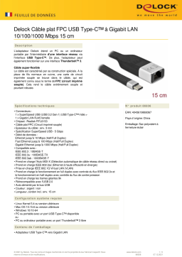 DeLOCK 86936 FPC Flat Ribbon Cable USB Type-C™ to Gigabit LAN 10/100/1000 Mbps 15 cm Fiche technique