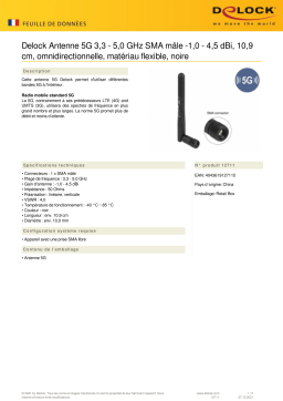 DeLOCK 12711 5G 3.3 - 5.0 GHz Antenna SMA plug -1.0 - 4.5 dBi 10.9 cm omnidirectional Fiche technique