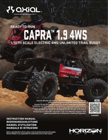 Axial AXI03022T1 1/10 Capra 1.9 4WS Unlimited Trail Buggy RTR, Red Manuel du propriétaire | Fixfr