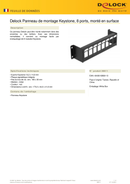 DeLOCK 86611 Keystone Mounting Panel 8 Port surface mount Fiche technique