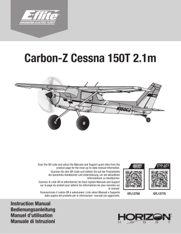 EFL12775 | E-flite EFL12750 Carbon-Z Cessna 150T 2.1m BNF Basic Manuel du propriétaire | Fixfr