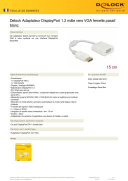 DeLOCK 61007 Adapter DisplayPort 1.2 male to VGA female Passive white Fiche technique