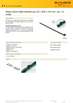 DeLOCK 19563 Cable tie UV-resistant L 920 x W 9.0 mm black 10 pieces Fiche technique