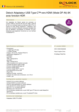 DeLOCK 62632 USB Type-C™ Adapter to HDMI (DP Alt Mode) 8K Fiche technique