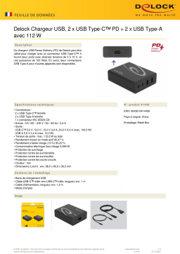 DeLOCK 41440 USB Charger 2 x USB Type-C™ PD + 2 x USB Type-A Fiche technique