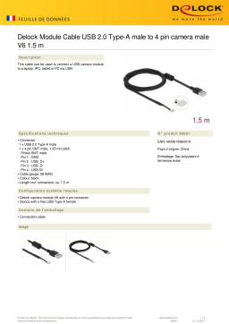DeLOCK 96001 Module Cable USB 2.0 Type-A male to 4 pin camera male V6 1.5 m  Fiche technique