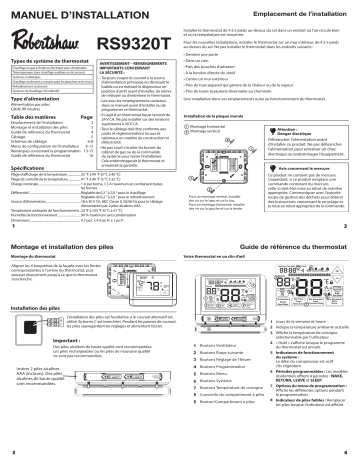 Robertshaw RS9320T Manuel d’installation Manuel utilisateur | Fixfr