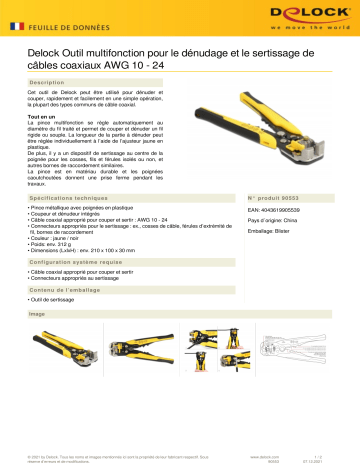 DeLOCK 90553 Multi-function tool for crimping and stripping of coaxial cable AWG 10 - 24 Fiche technique | Fixfr