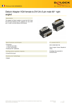 DeLOCK 65172 Adapter VGA female to DVI 24+5 pin male 90° right angled Fiche technique