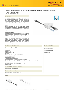 DeLOCK 81361 Easy 45 Module Network Retractable Cable RJ45 Cat.5e black Fiche technique