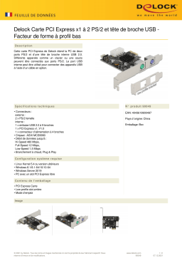 DeLOCK 90049 PCI Express x1 Card to 2 x PS/2 and USB Pin Header - Low Profile Form Factor Fiche technique