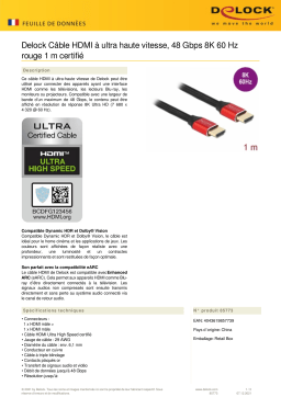 DeLOCK 85773 Ultra High Speed HDMI Cable 48 Gbps 8K 60 Hz red 1 m certified Fiche technique