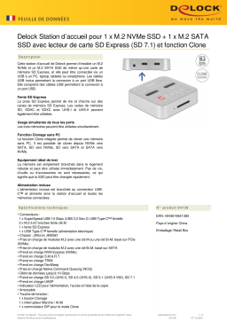 DeLOCK 64138 Docking Station for 1 x M.2 NVMe SSD + 1 x M.2 SATA SSD Fiche technique