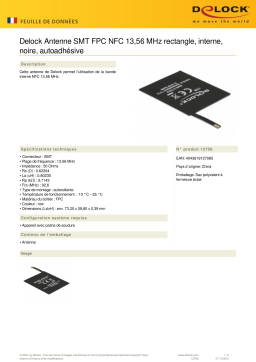 DeLOCK 12708 NFC 13.56 MHz Antenna SMT FPC rectangle internal black self-adhesive Fiche technique