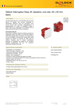 DeLOCK 81360 Easy 45 1-gang Switch 2-pole 1-way 45 x 45 mm, white  Fiche technique