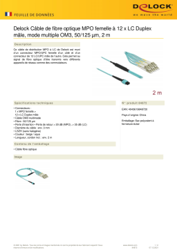 DeLOCK 84872 Optical Fiber Cable MPO female to 12 x LC Duplex male, Multi-mode OM3, 50/125 µm, 2 m Fiche technique