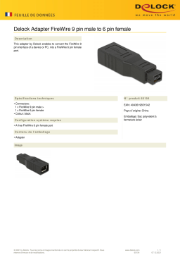 DeLOCK 65154 Adapter FireWire 9 pin male to 6 pin female Fiche technique