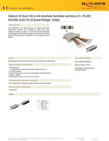 DeLOCK 66836 D-Sub HD 44 pin crimp female to 2 x RJ45 female Fiche technique | Fixfr