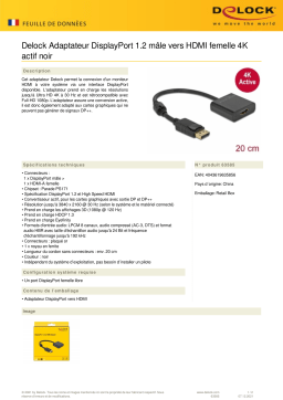 DeLOCK 63585 Adapter DisplayPort 1.2 male to HDMI female 4K Active black Fiche technique