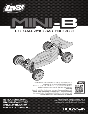 Losi LOS01025 1/16 Mini-B Pro Roller 2WD Buggy Manuel du propriétaire | Fixfr