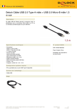 DeLOCK 82252 Cable USB 2.0 Type-A male > USB 2.0 Micro-B male 1.5 m black Fiche technique