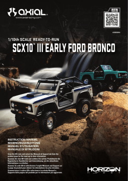 Axial AXI03014T1 1/10 SCX10 III Early Ford Bronco 4WD RTR, Turquoise Blue Manuel du propriétaire
