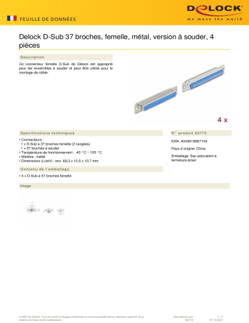 DeLOCK 66715 D-Sub 37 pin female metal, solder version, 4 pieces Fiche technique | Fixfr