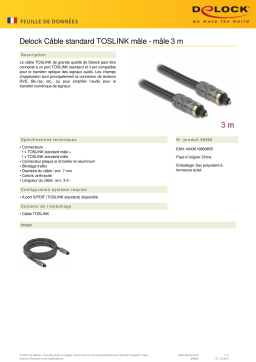 DeLOCK 86985 TOSLINK Standard Cable male - male 3 m Fiche technique