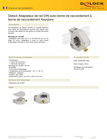 DeLOCK 87162 DIN rail Adapter Fiche technique | Fixfr