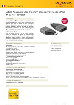 DeLOCK 64120 USB Type-C™ Adapter to DisplayPort (DP Alt Mode) 4K 60 Hz – compact design Fiche technique