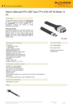 DeLOCK 86935 FPC Flat Ribbon Cable USB Type-C™ to VGA (DP Alt Mode) 13 cm Fiche technique