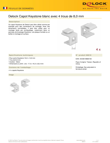 DeLOCK 86819 Keystone cover white Fiche technique | Fixfr