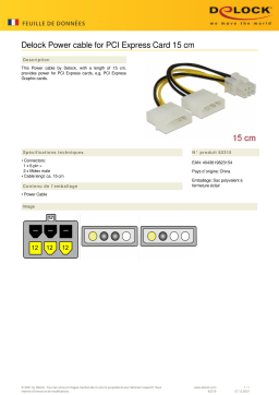 DeLOCK 82315 Power cable for PCI Express Card 15 cm Fiche technique